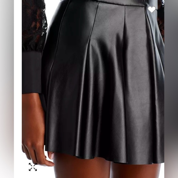 AQUA Faux Leather Pleated Mini Skirt in Black | Medium | NWT - Picture 4 of 7